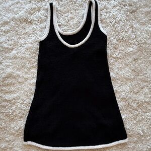 H&M Divided Black Knit Dress with White Trim